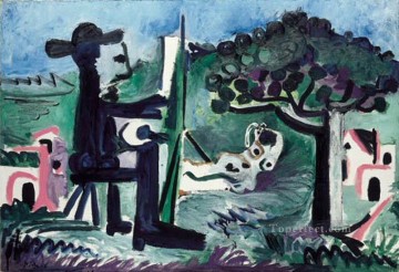  modelo pintura - El pintor y su modelo en un paisaje II 1963 Pablo Picasso